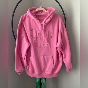 H&M Light Pink Embroidered Micky Mouse Hoodie XL Oversized